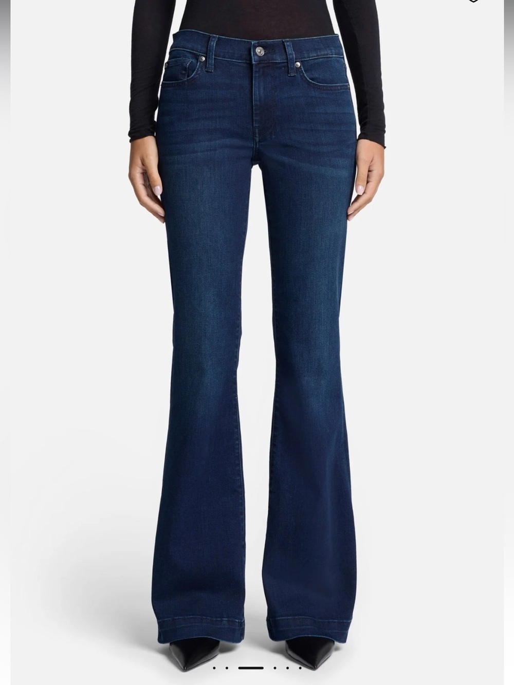 7 For All Mankind Dojo Flare | NWT | Size 29 | 34” Inseam | Blue Black Santiago